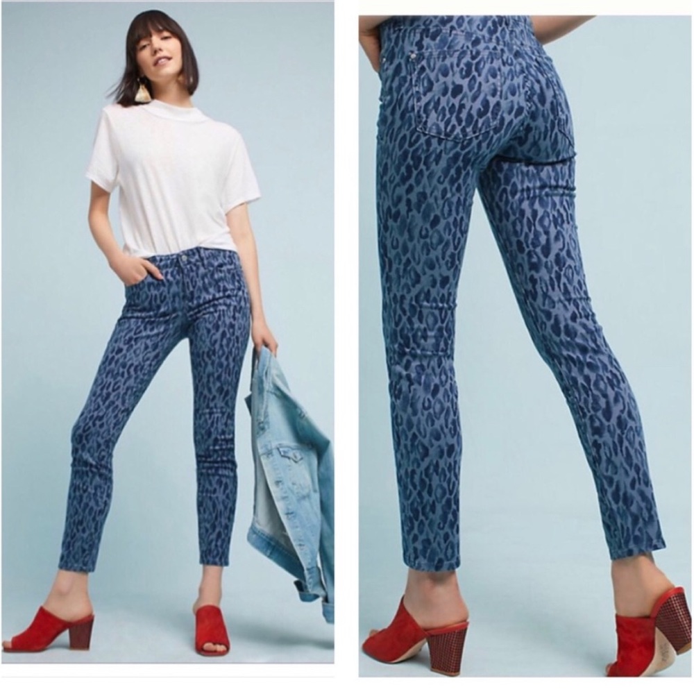 ANTHROPOLOGIE Pilcro Leopard Mid-Rise Skinny Jeans